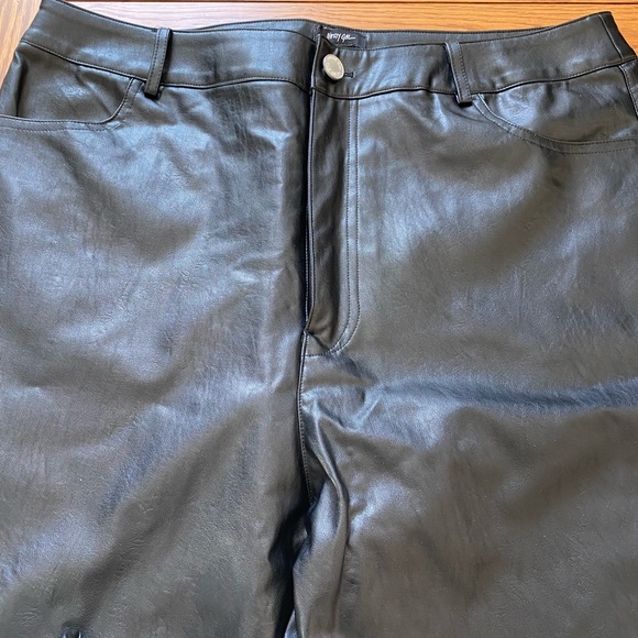NASTY GAL FAUX LEATHER BELL BOTTOM PANTS SIZE 12 - Picture 2 of 6